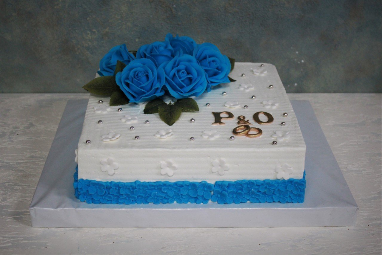 Nişan Pastası Mavi Güller