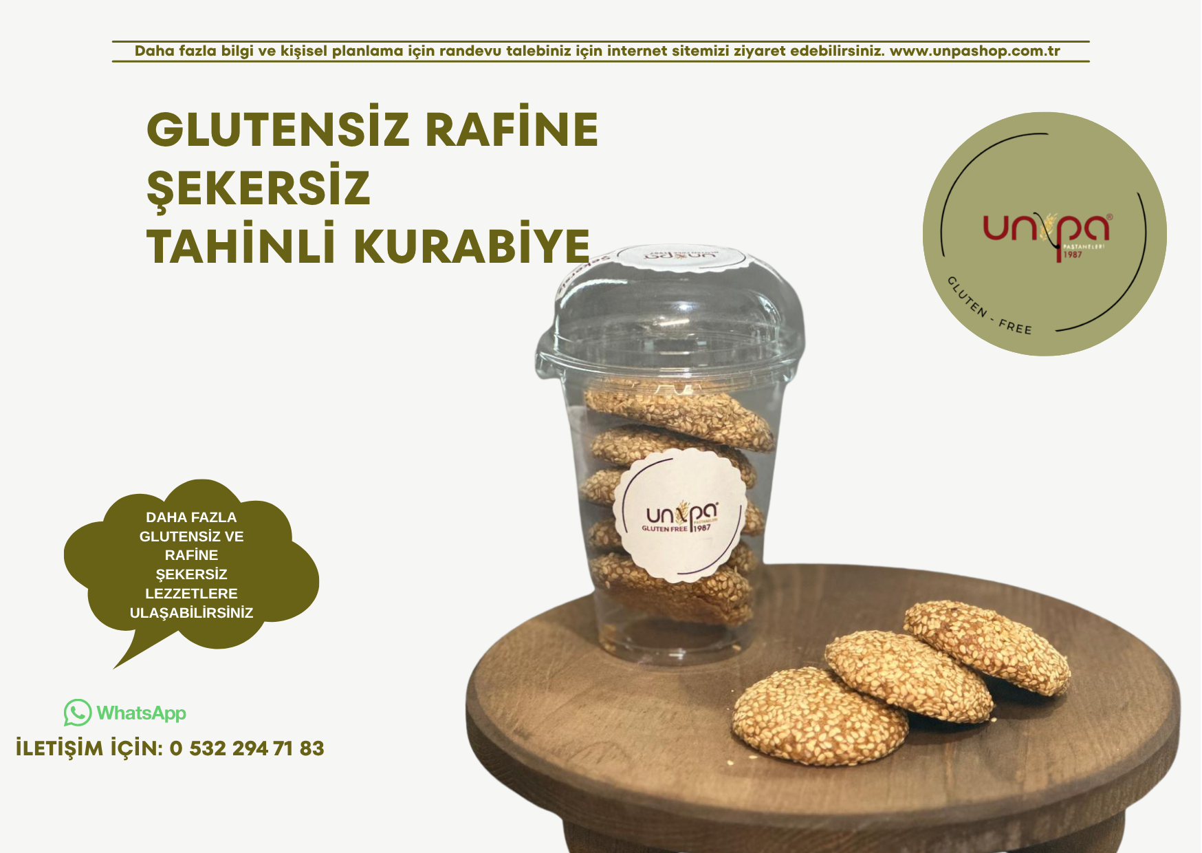 GLUTENSİZ RAFİNE ŞEKERSİZ TAHİNLİ KURABİYE