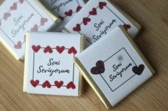 Sargılı Nişan Çikolatası-Kalpli Beyaz