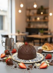 Çilekli Bitter Çikolatalı Pasta