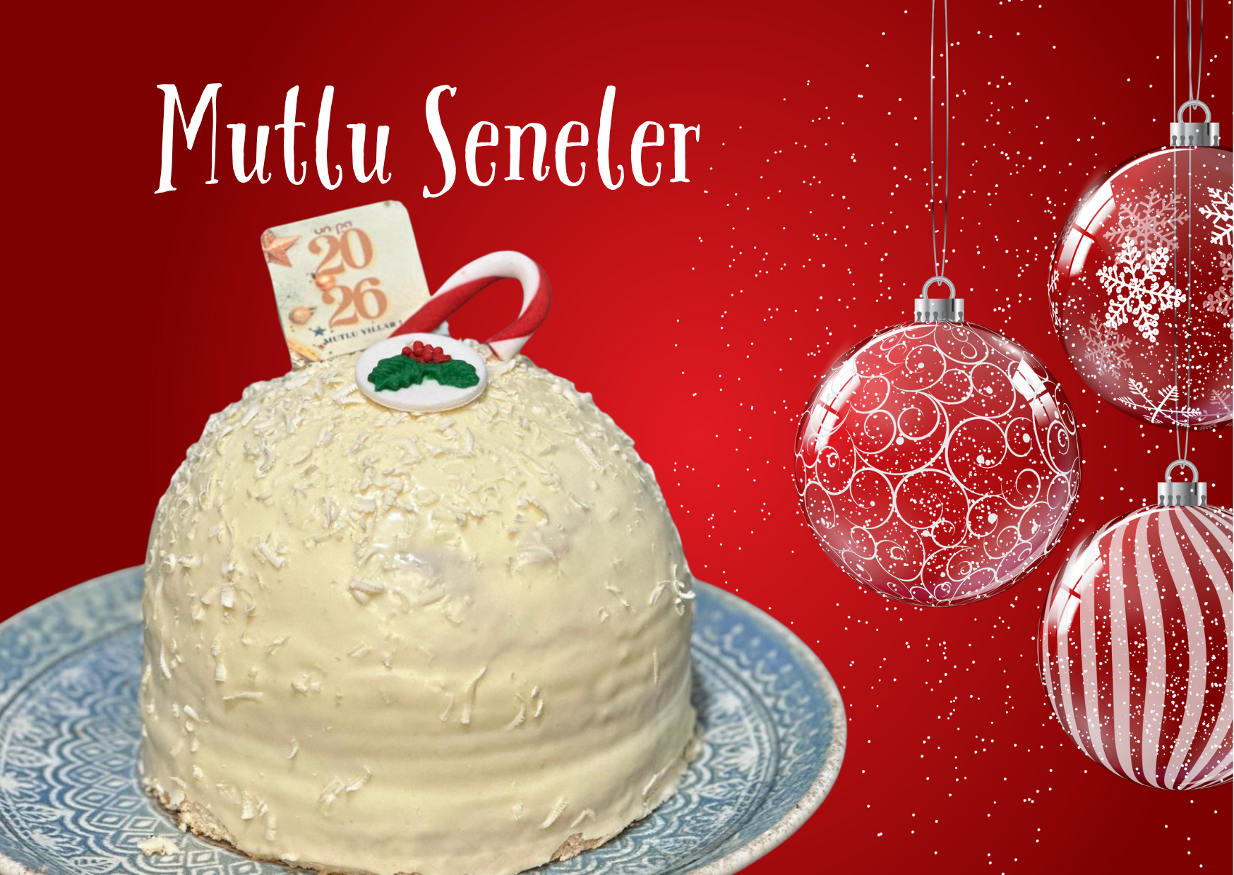 Çilekli Bombeli Beyaz Çikolatalı Yılbaşı Pasta