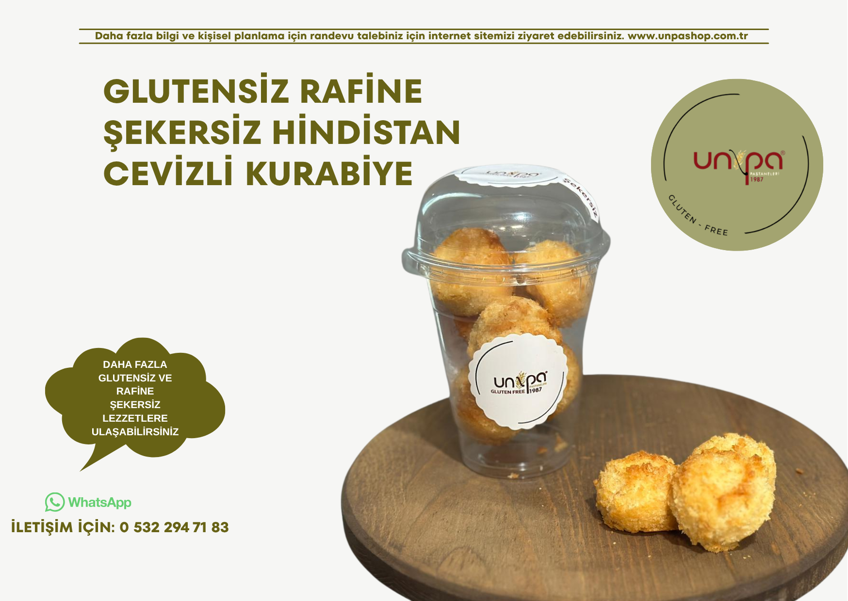 GLUTENSİZ RAFİNE ŞEKERSİZ HİNDİSTAN  CEVİZLİ KURABİYE