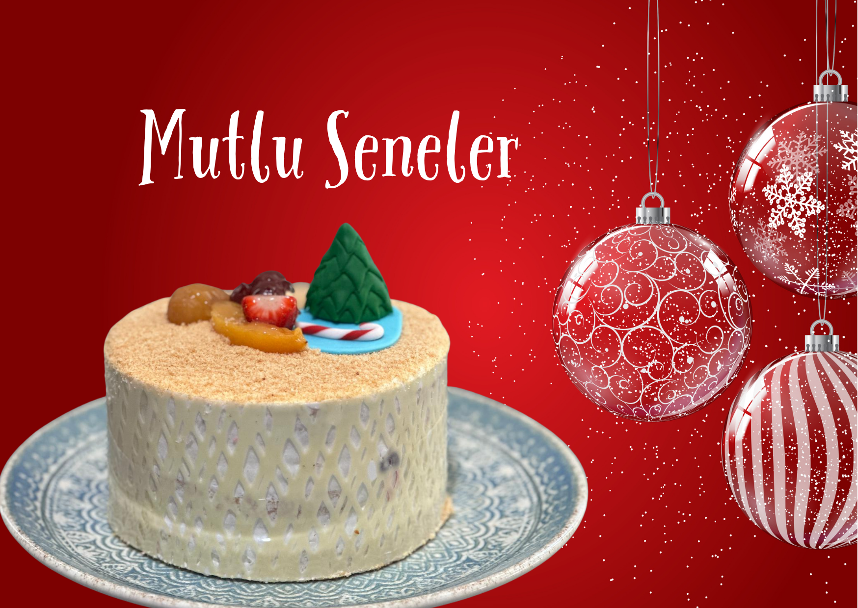 Karışık Meyveli Beyaz Yılbaşı Pastası