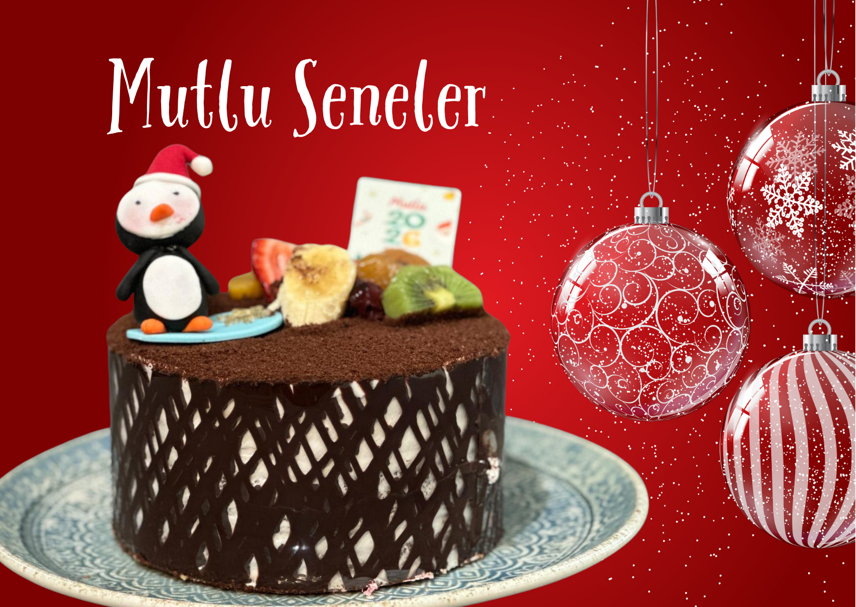 Karışık Meyveli Çikolatalı Yılbaşı Pastası