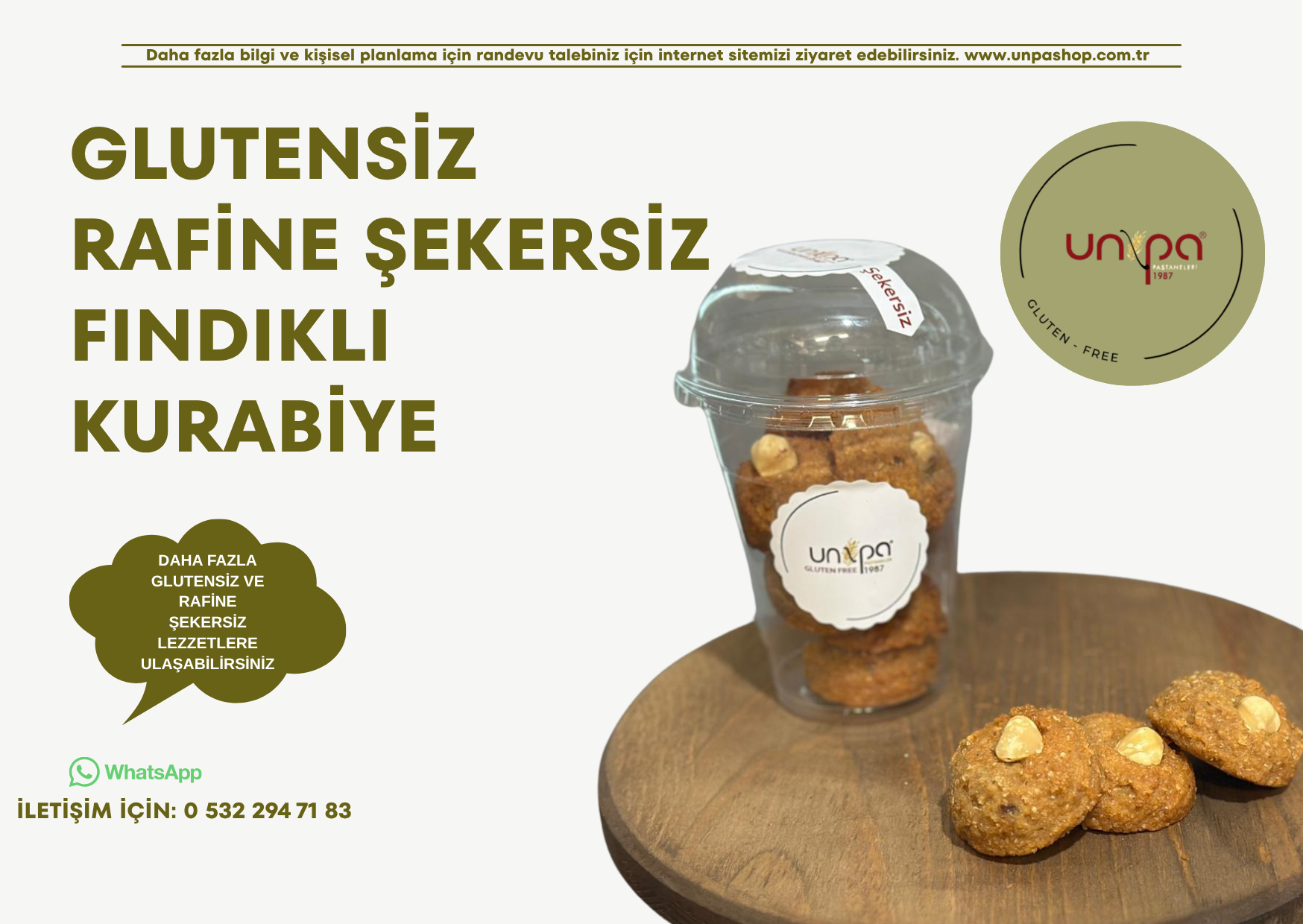 GLUTENSİZ RAFİNE ŞEKERSİZ FINDIKLI KURABİYE