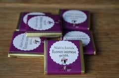 Sargılı Nişan Çikolatası-Gelin Damatlı Mor